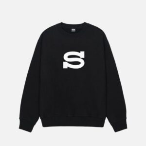 Stussy Letterman Crew Sweatshirt - Black